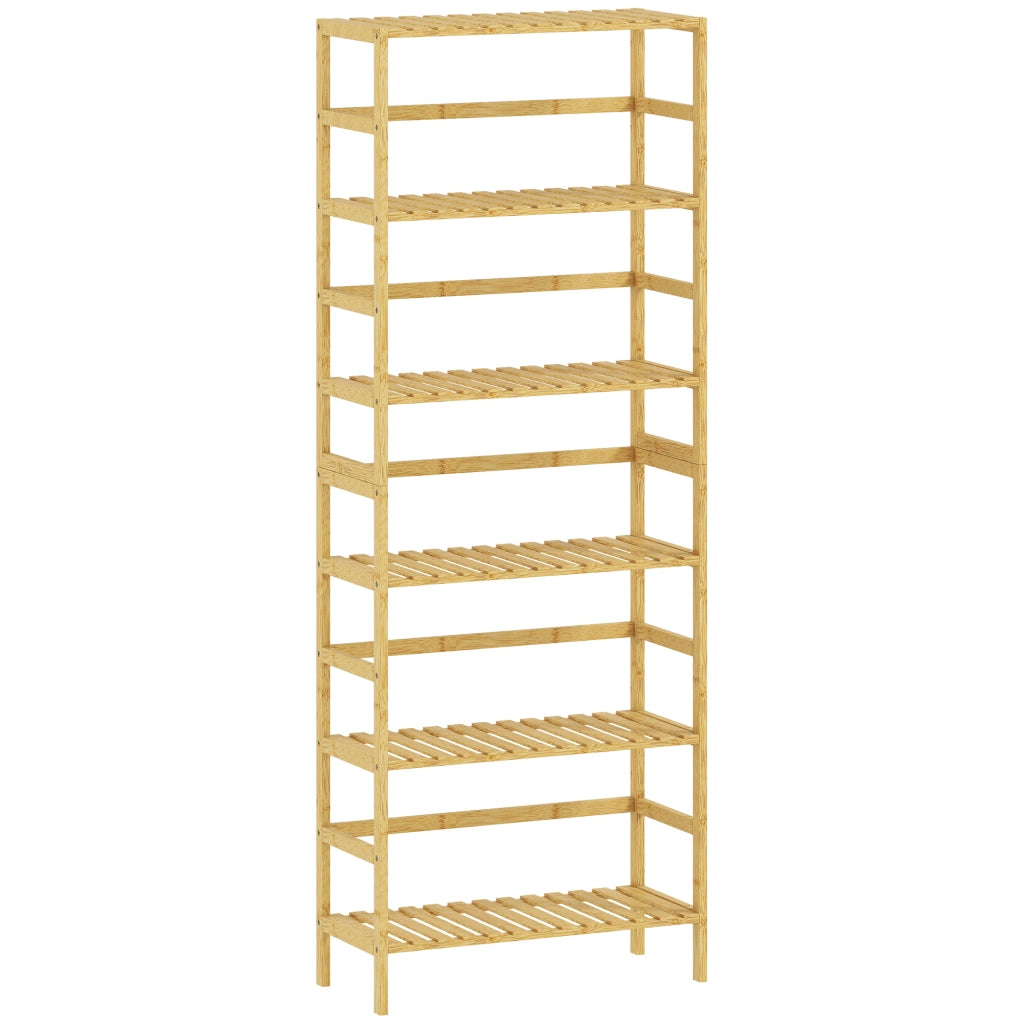 Scaffale Autoportante 60x26x161 cm a 6 Livelli con Ripiani Regolabili in Legno di Bambù Legno Naturale