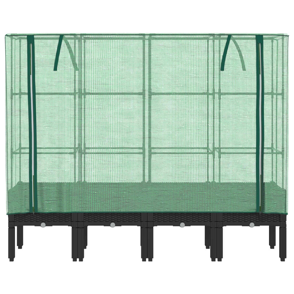 Aiuola rialzata/fioriera con copertura effetto rattan 160 x 40 x 140 cm nero 02_0038760