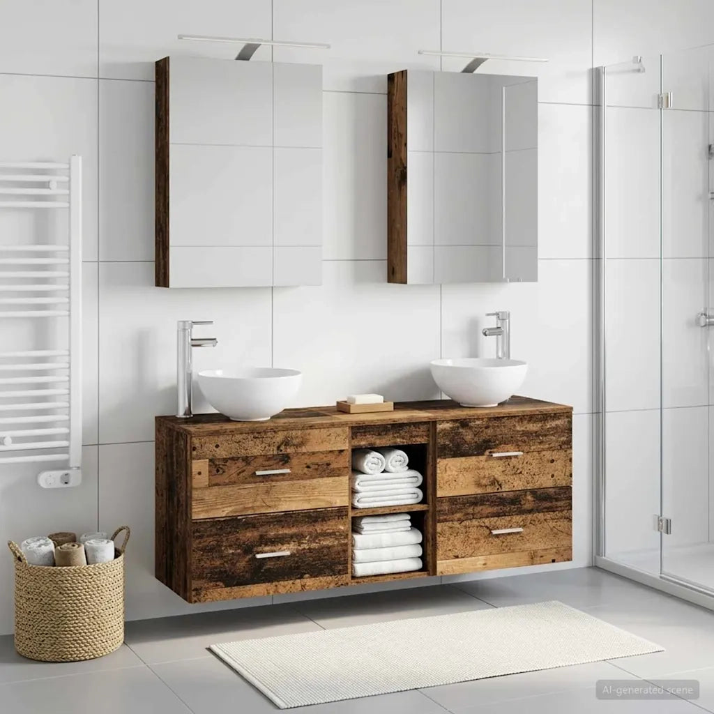 Set di Armadi da Bagno 5 pcs Legno antico 50 x 14,5 x 70 cm 3406677