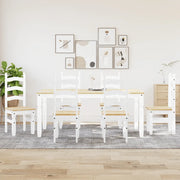 Set da Pranzo 7 pz PANAMA Bianco in Legno Massello di Pino 3345214