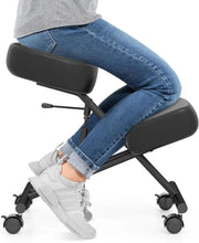 Sedia Ergonomica Inginocchiata con Ruote Bloccabili, Sedia da Ginocchio Regolabile Posturale Struttura in Metallo, Sgabello Ergonomica per Casa e Ufficio, Portata 100 kg (senza Schienale)