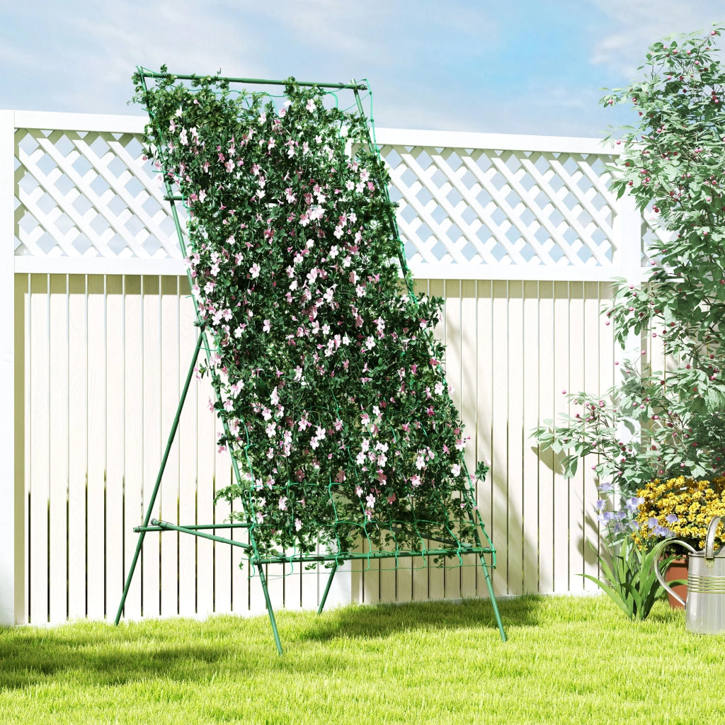 Supporto per Pomodori a forma di A a Livelli Regolabili con Rete, in Acciaio, PE e PP, 101x133x227 cm, Verde