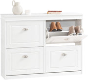 Scarpiera Salvaspazio Slim Mobiletto da Ingresso con 4 Ante a Ribalta, Armadio Portascarpe Scarpiera Moderna per Ingresso, Corridoio o Camera da Letto 105x24x83cm Bianca FSR79-W
