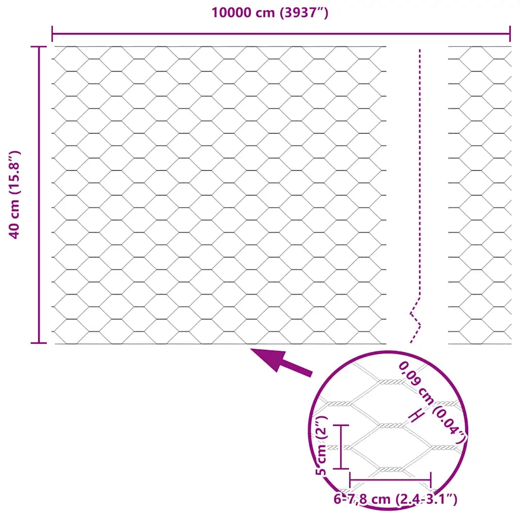 Recinzione Esagonale Verde 0,4 x 100 m PVC 42005444