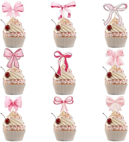 Decorazioni per torta 36 pezzi - Striscia rosa - Decorazione per compleanni - Matrimonio - Festa di benvenuto per l'arrivo di un bambino - Festa di laurea - Carta di alta qualità - Decorazioni per torta