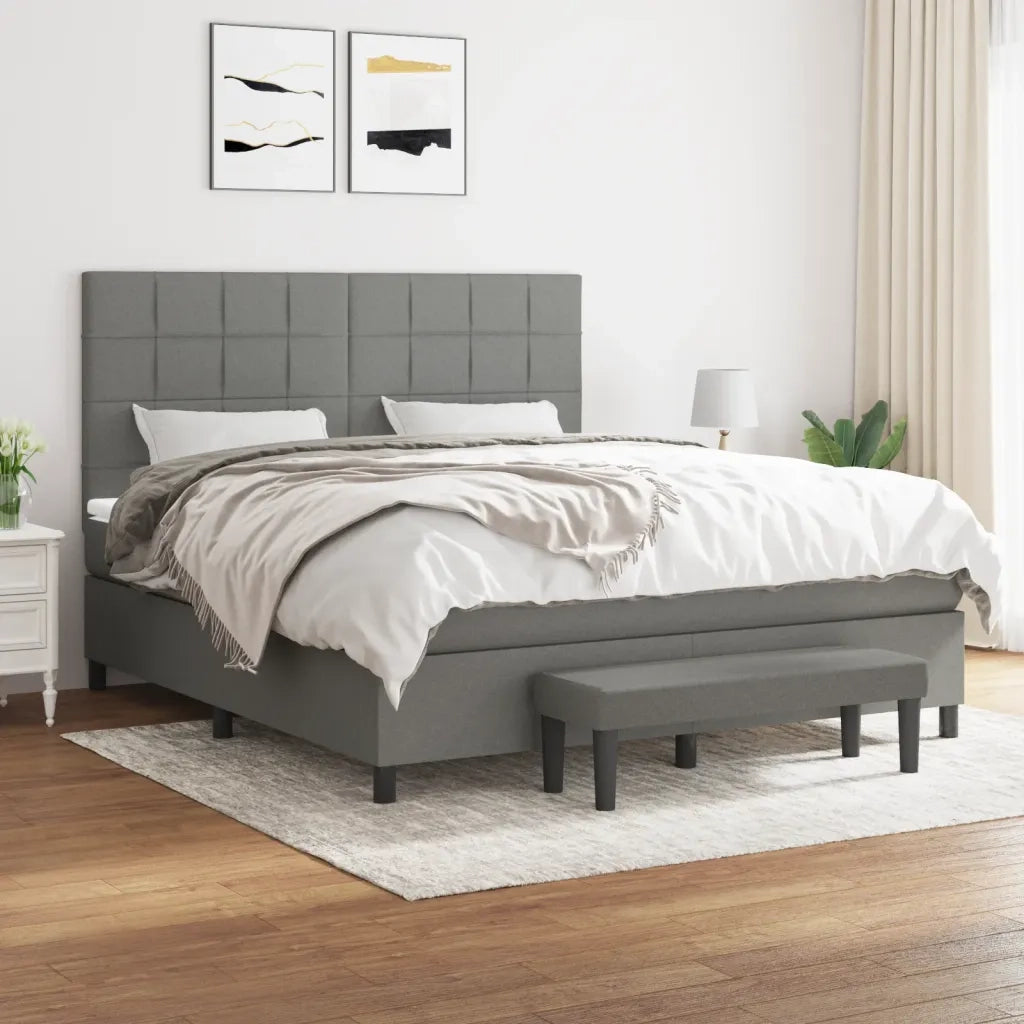 Giroletto a Molle con Materasso Grigio Scuro 180x200 cm Tessuto 3136614