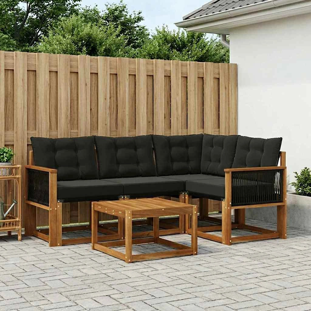 Set di divani da esterno 5 pz Naturale e Nero 3381936