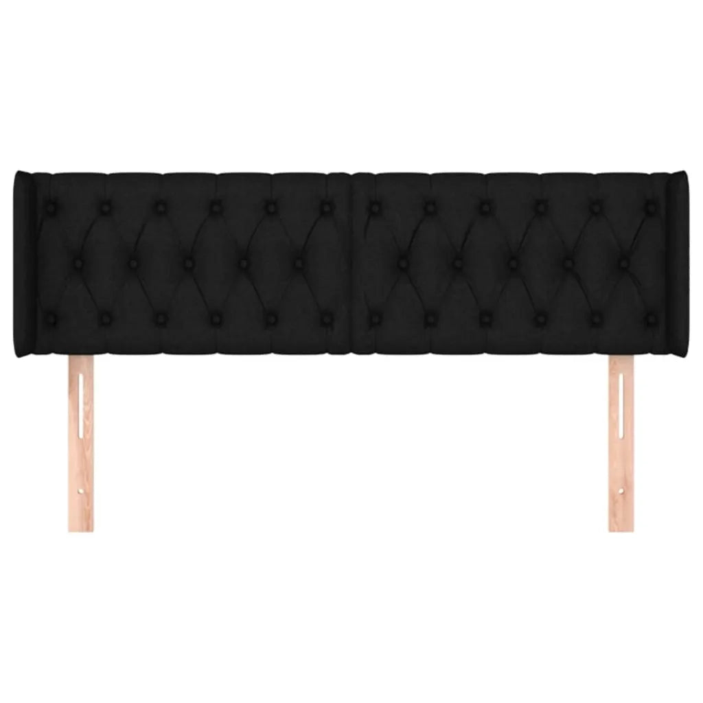 Testiera | Testata ad Orecchio Nera 147x16x78/88 cm in Tessuto