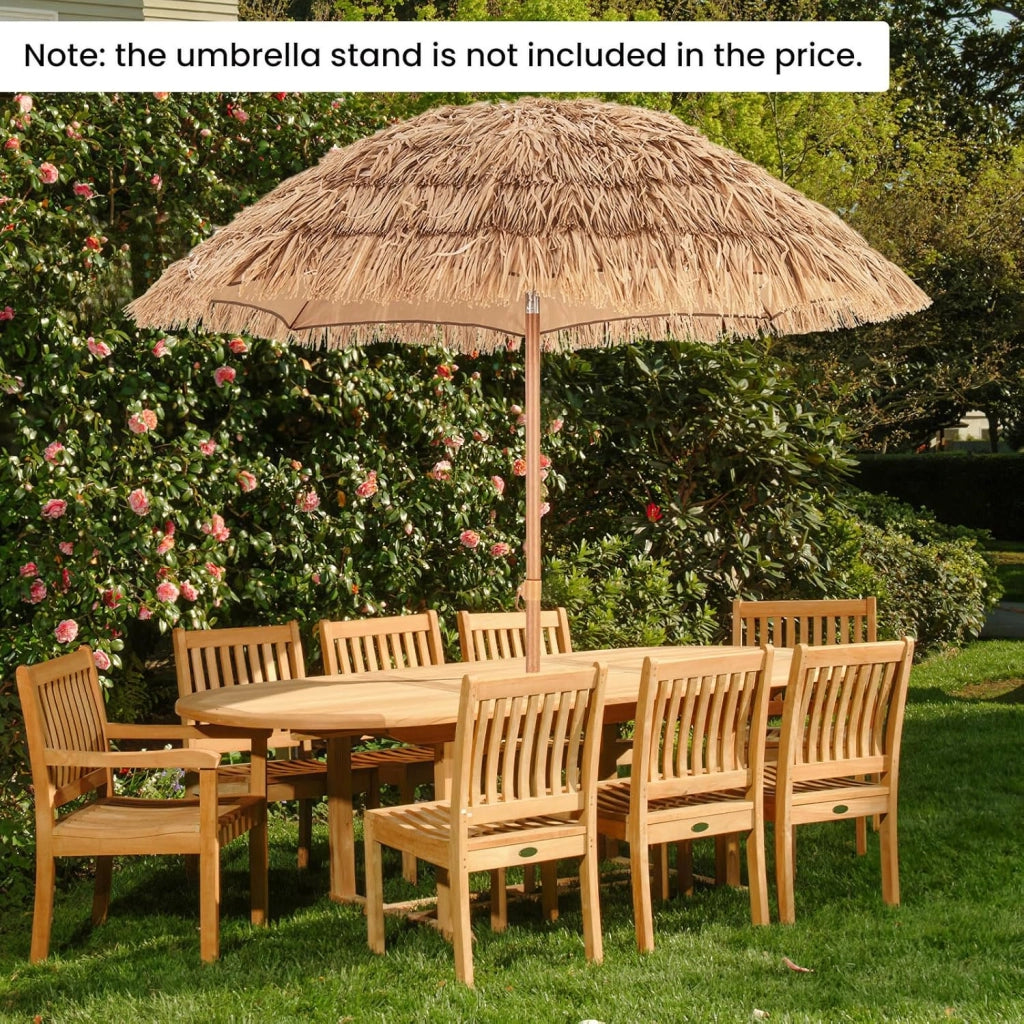 Ombrellone in stile hawaiano, 218 cm di altezza, con borsa per il trasporto e piede pieghevole, ombrellone esotico in paglia simulata di riso pieghevole per giardino, balcone, senza Base