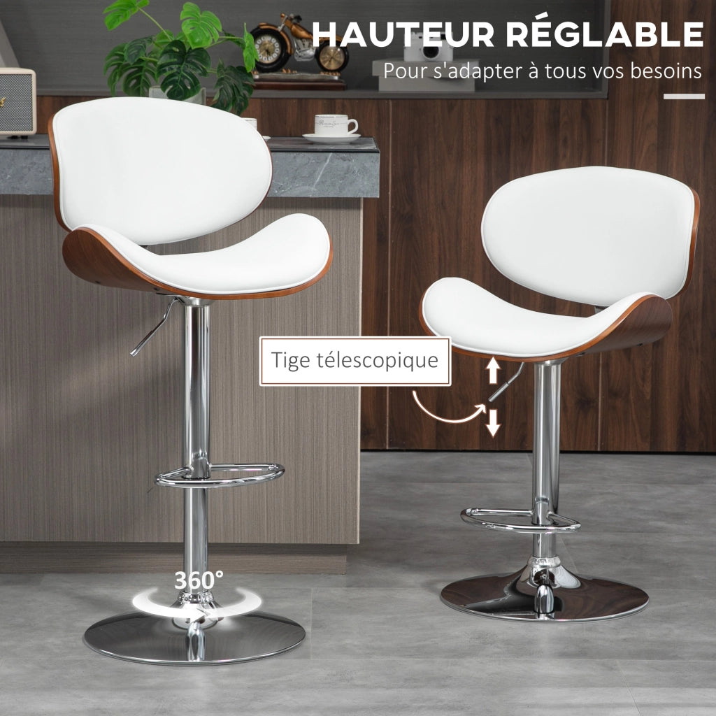 Sgabello da bar regolabile in altezza ¨C zephmum ¨C bianco 53x52x92-112 cm