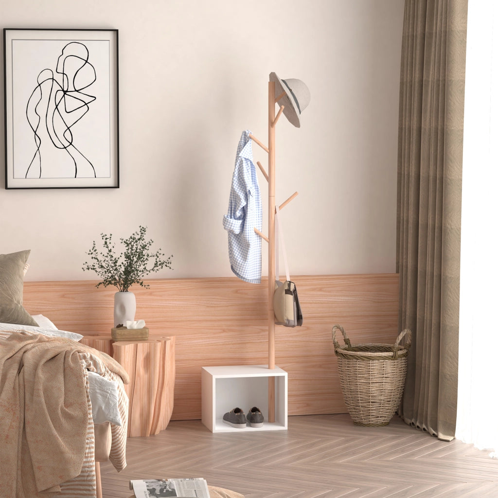 Appendiabiti con mobile e specchio ¨C zephmum ¨C bianco multistrato 40x30x180 cm