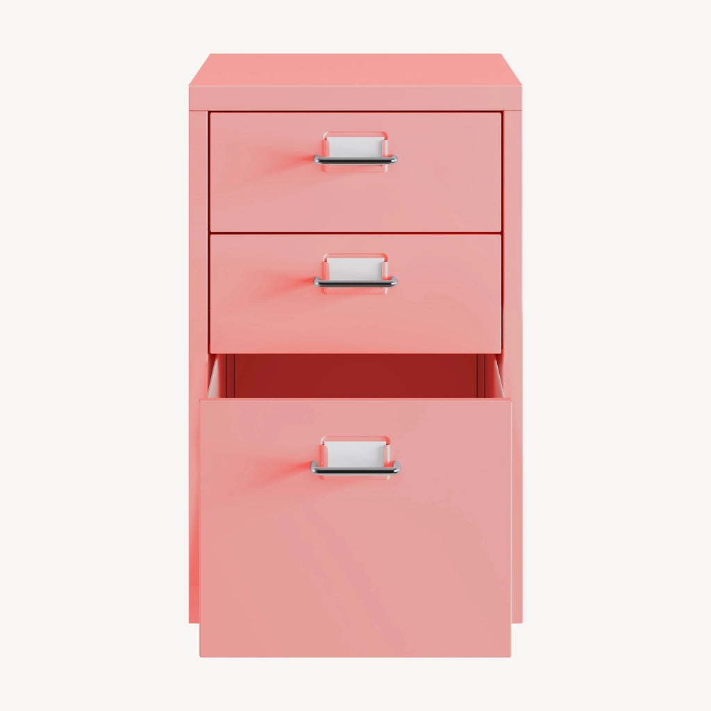 Cassettiera Kökar in Acciaio Mobile Archivio con 3 Cassetti e Rotelle - Rosa [en.casa]