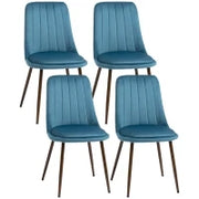 Sedie da Cucina Imbottite, Set 4 Pezzi in Poliestere e Acciaio, 47x55x86 cm, Blu