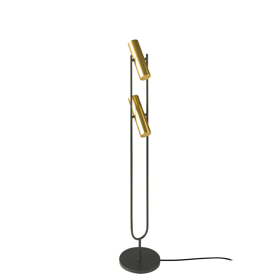 Lampada da terra acciaio nero e dorato