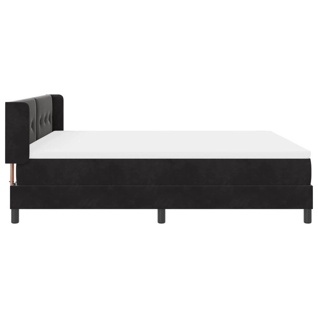 Letto Box Spring con Materasso Nero 180x200 cm in Velluto