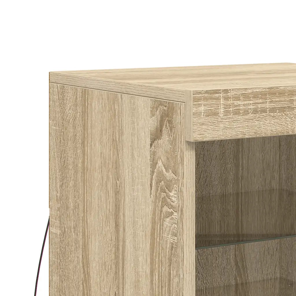 Credenza con Luci LED-Buffet-Armadio da cucina Rovere Sonoma 41x37x67 cm 626079