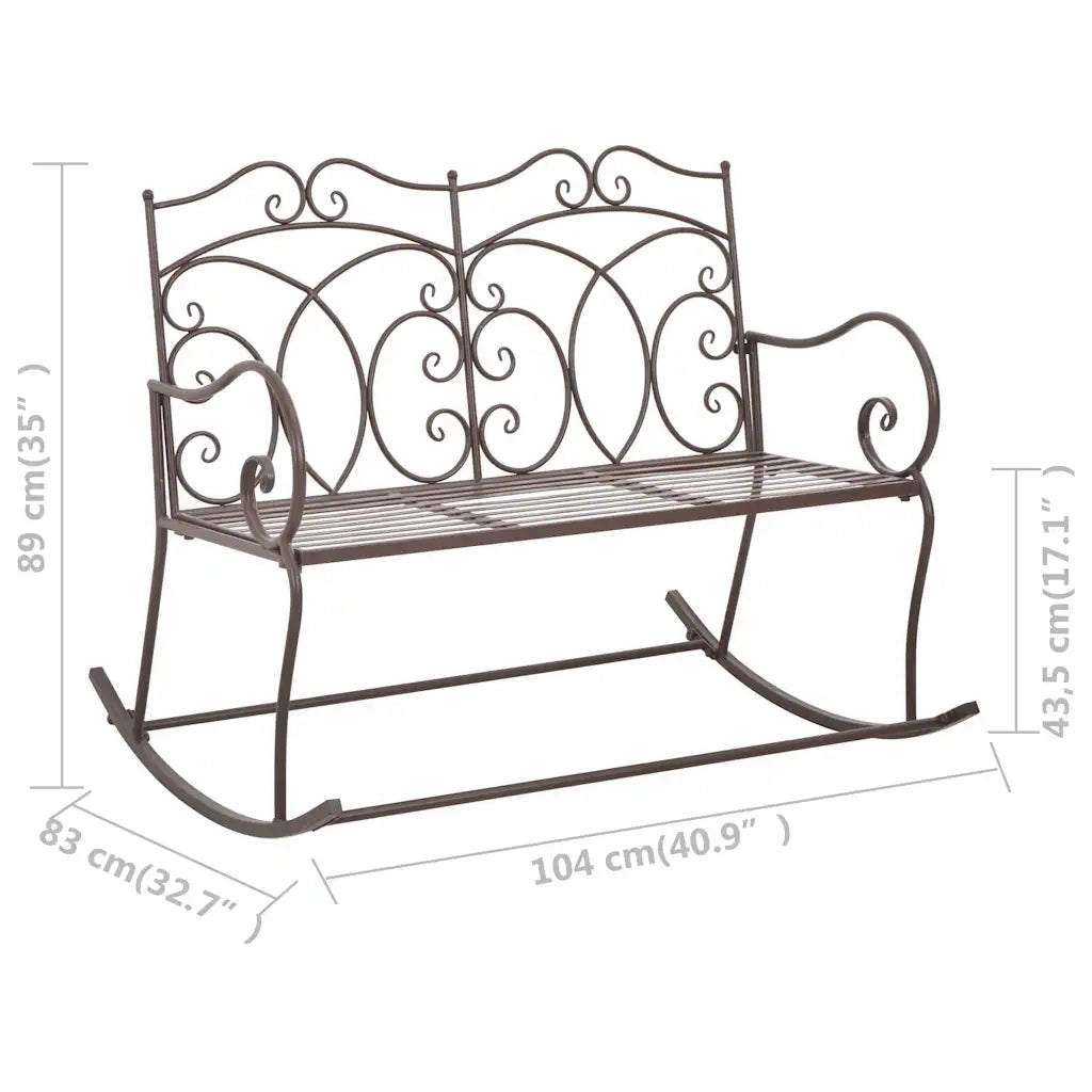 Panchina da Giardino | Panca da Giardino 104 cm in Ferro Marrone Anticato