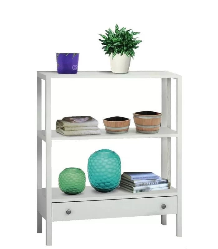 Libreria laccata bianca con cassetto 90x32x105 (732) - Mobili 2G
