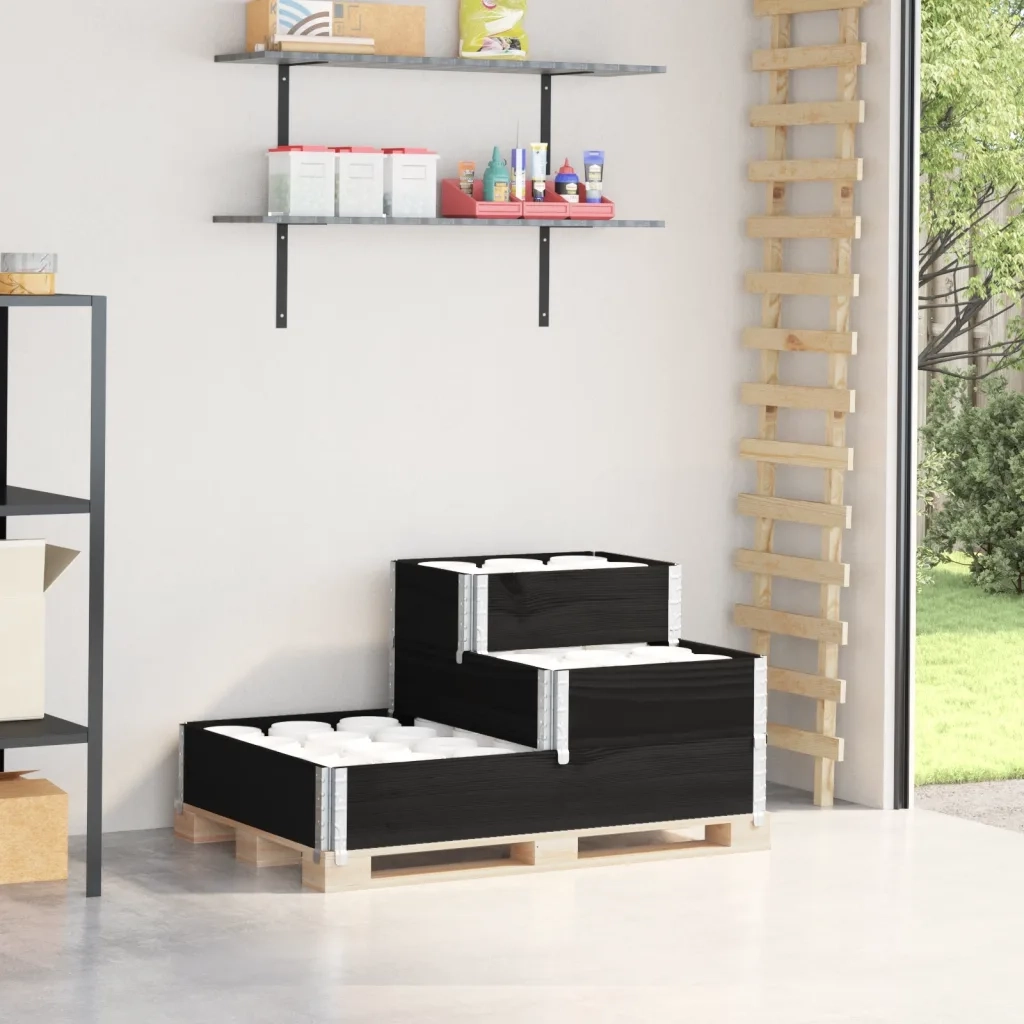 Fioriera Rialzata a 3 Livelli Nera 120x80 cm Legno di Pino 4010314