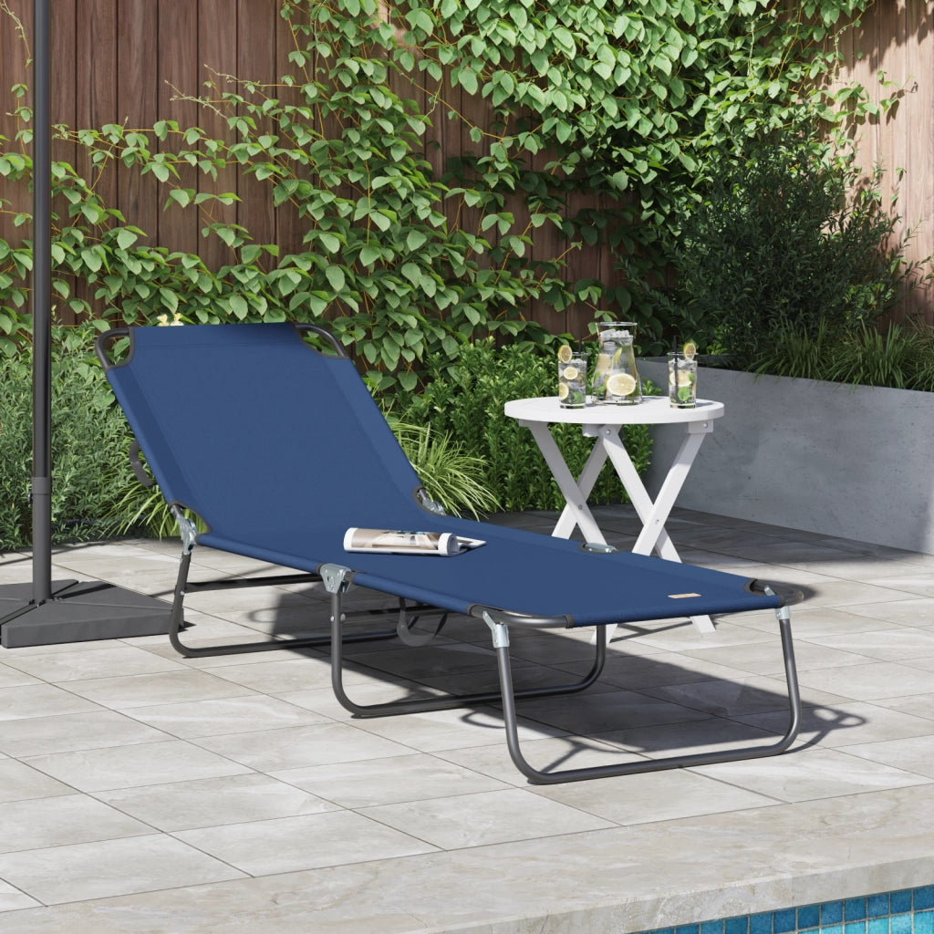 Lettino Prendisole Pieghevole Portable Blu 600D Oxford Fabric