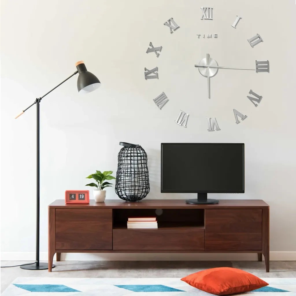Orologio da Parete 3D Design Moderno Argento 100 cm XXL CFW2055579