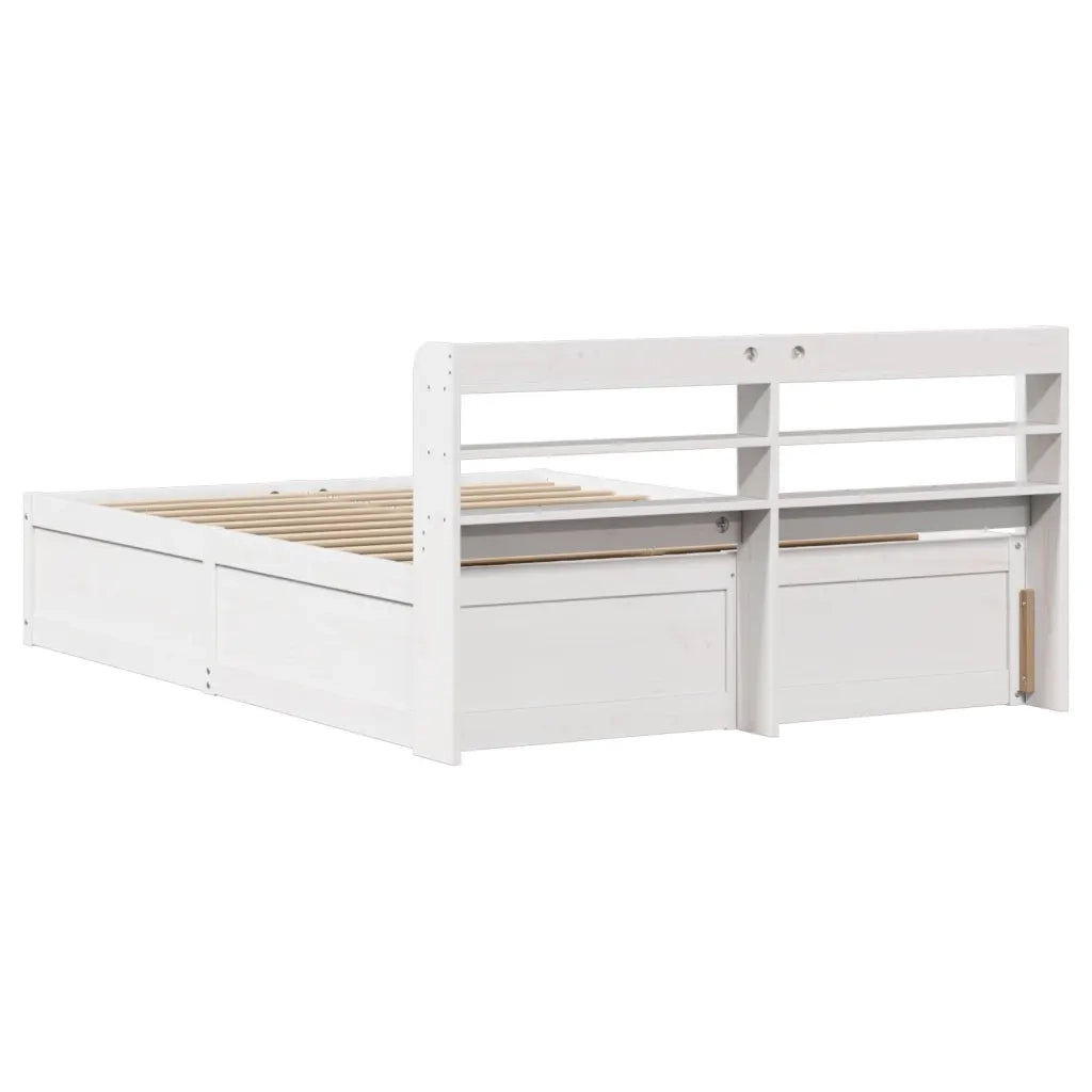 Giroletto con Testiera-Struttura Letto con testiera Bianco 160x200 cm Legno Massello di Pino 899941
