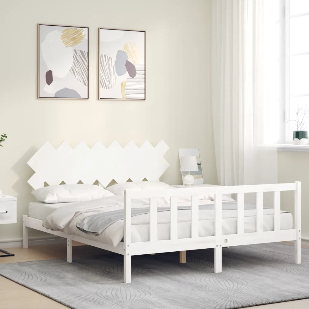 Giroletto senza Materasso-Struttura Letto Bianco 160x200 cm Legno Massello Pino 656739