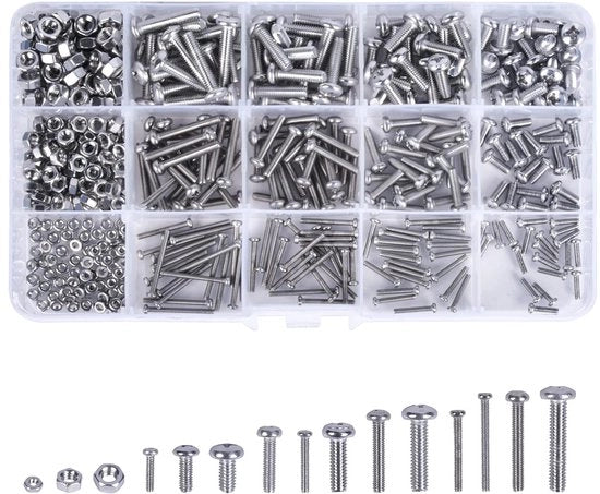 Set di 480 Viti a Testa Sferica e a Croce, M2-M4, 8-20mm, Acciaio Inossidabile con Viti per Diverse Applicazioni