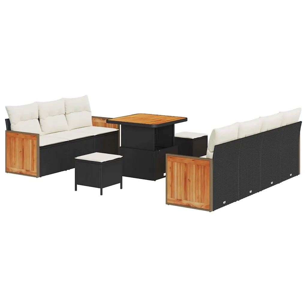 Set Divano da Giardino 13 pcs Nero e Crema polyrattan 3365215