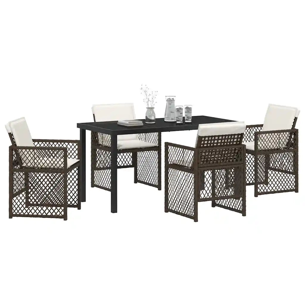 Set da Pranzo per Giardino 5 pcs Marrone polyrattan 3380630