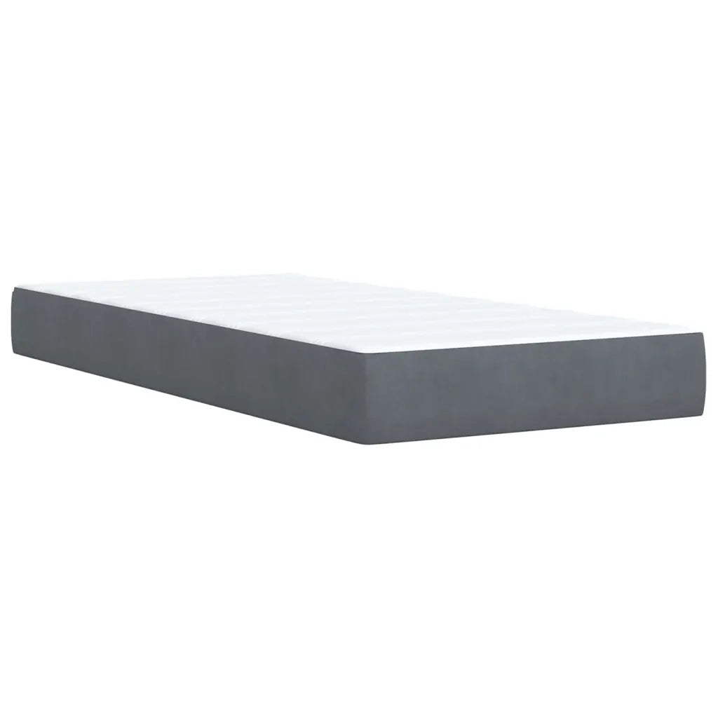 Giroletto a Molle con Materasso Grigio Scuro 90x200 cm Velluto