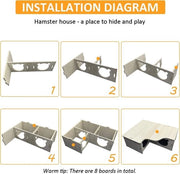 Casa per hamster in legno a 3 camere - ideale per dwerghamsters, ratti, degu e topi (L 31 * 24 * 11 cm)