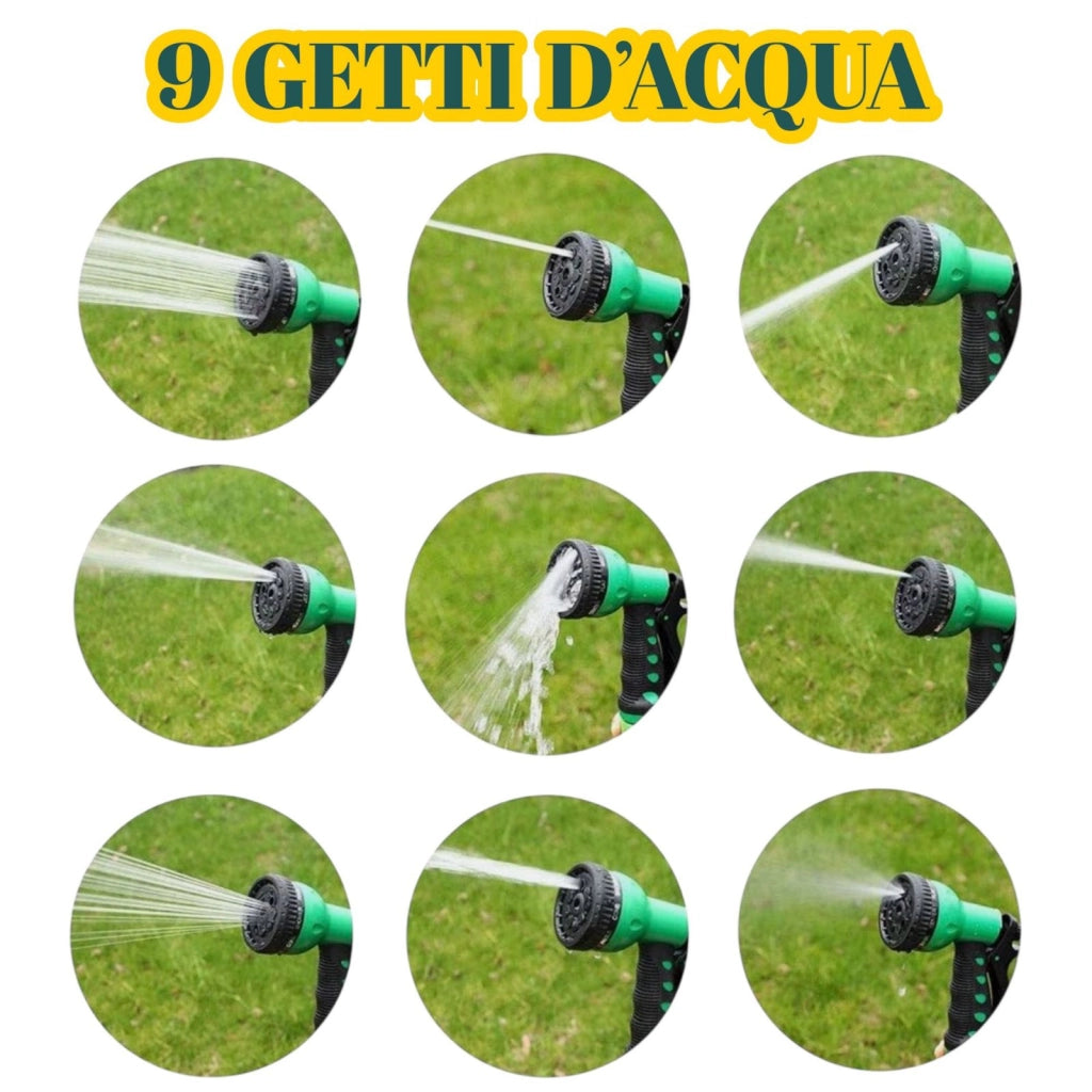 Avvolgitubo Acqua Automatico da Parete 20mt Tubo Giardino 1/2" Pistola 9 Getti