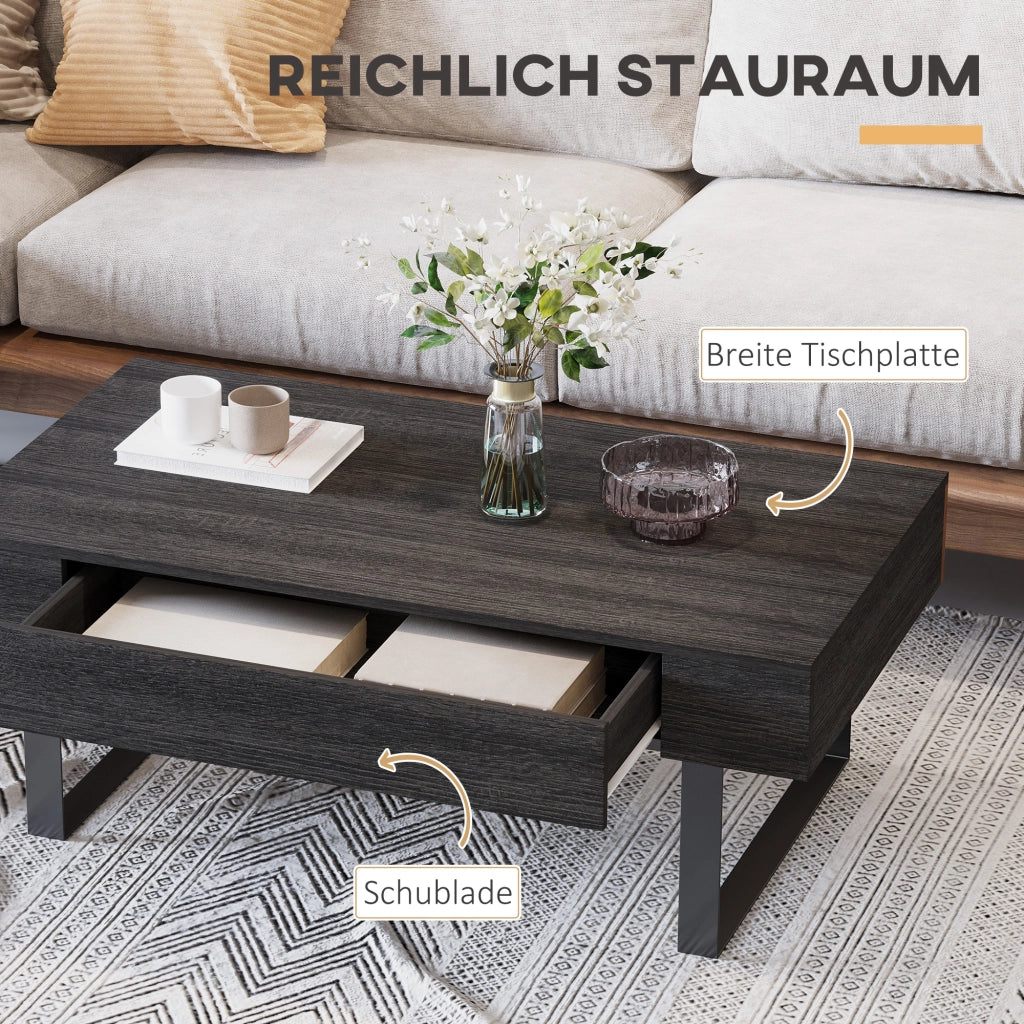 Tavolo da pranzo - tavolino con cassetto e ripiani - struttura in acciaio - design moderno - per soggiorno