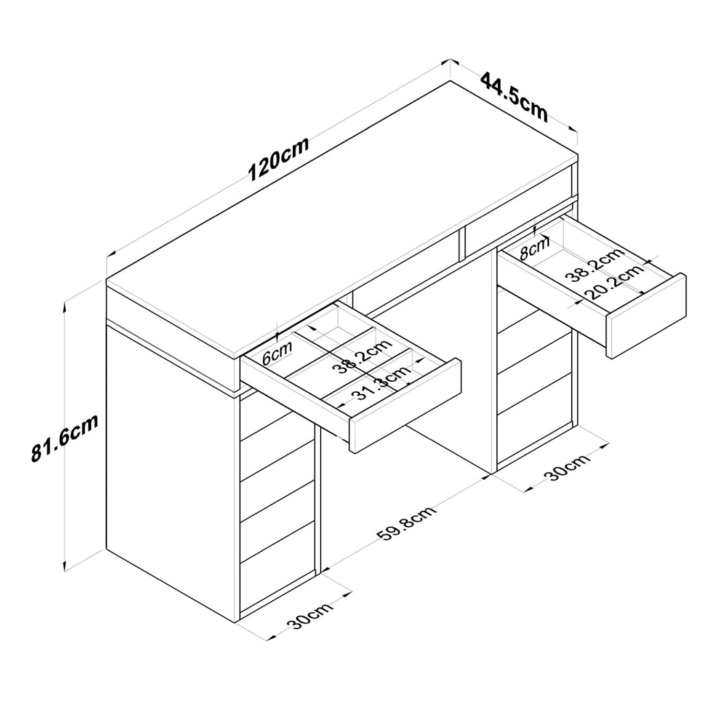 Mobile da Trucco Tirolo, Toeletta Specchio Incluso, 120x45x82h cm Bianco