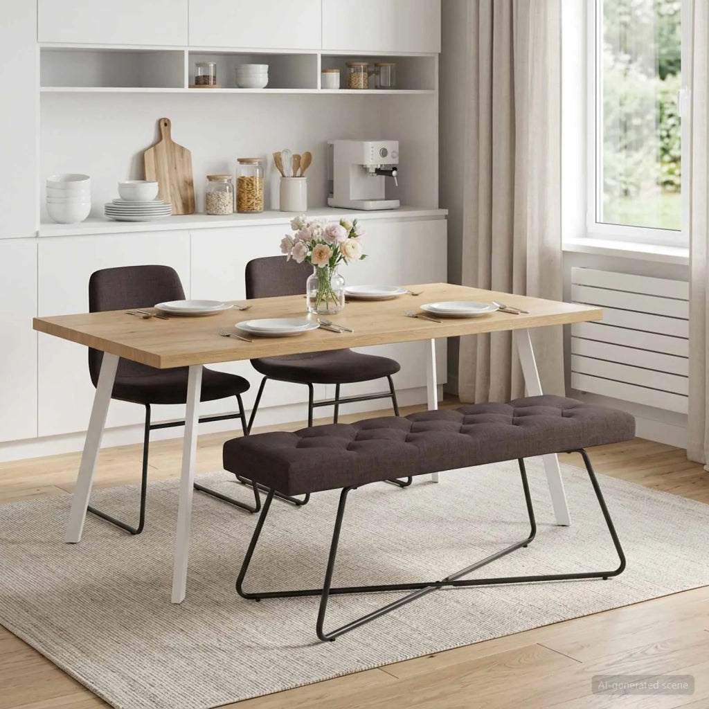 Panchina con bottoni imbottiti Marrone Scuro 110 x 40 x 46 cm 42038375