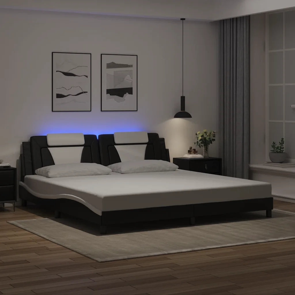 Giroletto con Luci LED Nero e Bianco 200x200 cm in Similpellecod mxl 117044