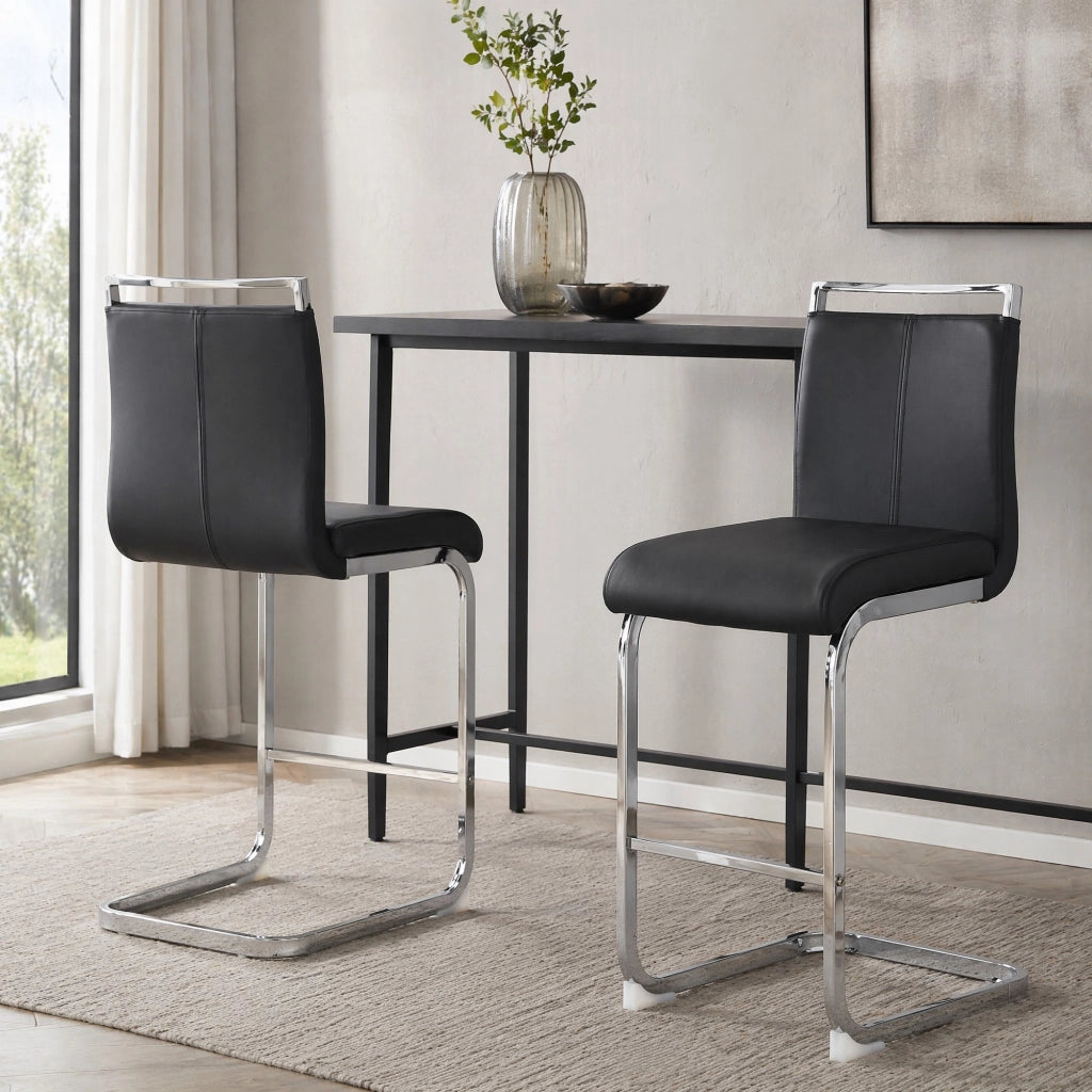 SGABELLO ALTO Set da 2 pezzi 96,5 cm PU Nero e Argento