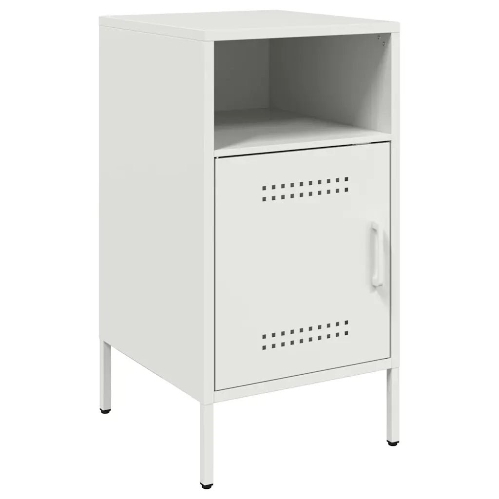 Set di 2 Comodini | Armadio da Notte | Mobiletto da notte Bianchi 36x39x68 cm in Acciaio