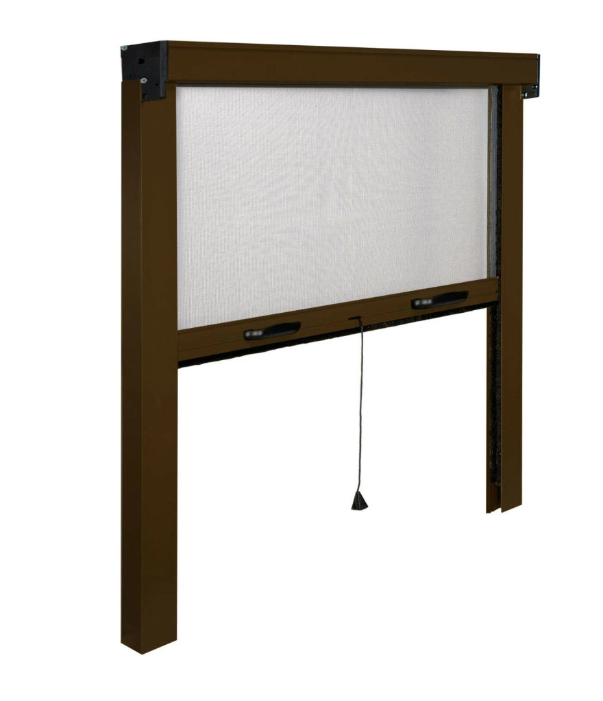 Zanzariera a rullo avvolgibile verticale per finestra Alluminio Riducibile IRS Misure: 120 X 160 , Colore: Marrone