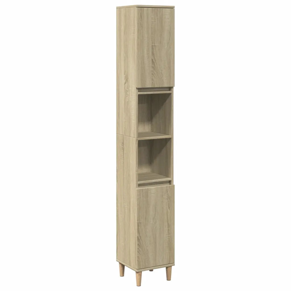 Armadietto da Bagno | Armadio da bagno Rovere Sonoma 30x30x190cm Legno Multistrato