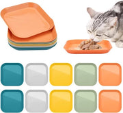 Piatti per cibo per gatti e cani quadrati 14,5cm x 14,5cm x 1,5cm in acciaio inossidabile alimentare, alimentari per gatti, cuccioli e altri animali domestici (5 colori) - Set da 10 pezzi