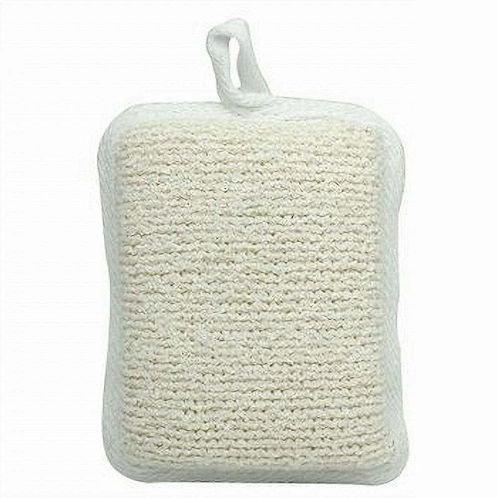 Trade Shop - Spugna Doccia Esfoliante Bagno Per Cura Corpo Bombata 13x9.5x4.5 Cm Bianca 79648 -