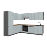 Cucina angolare completa Fame-Line Blu-grigio chiaro/Antracite 287 x 60 cm, PL Rovere Vicco