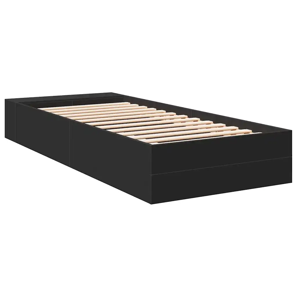 Giroletto-Struttura Letto Nero 100x200 cm in Legno Multistrato 827678