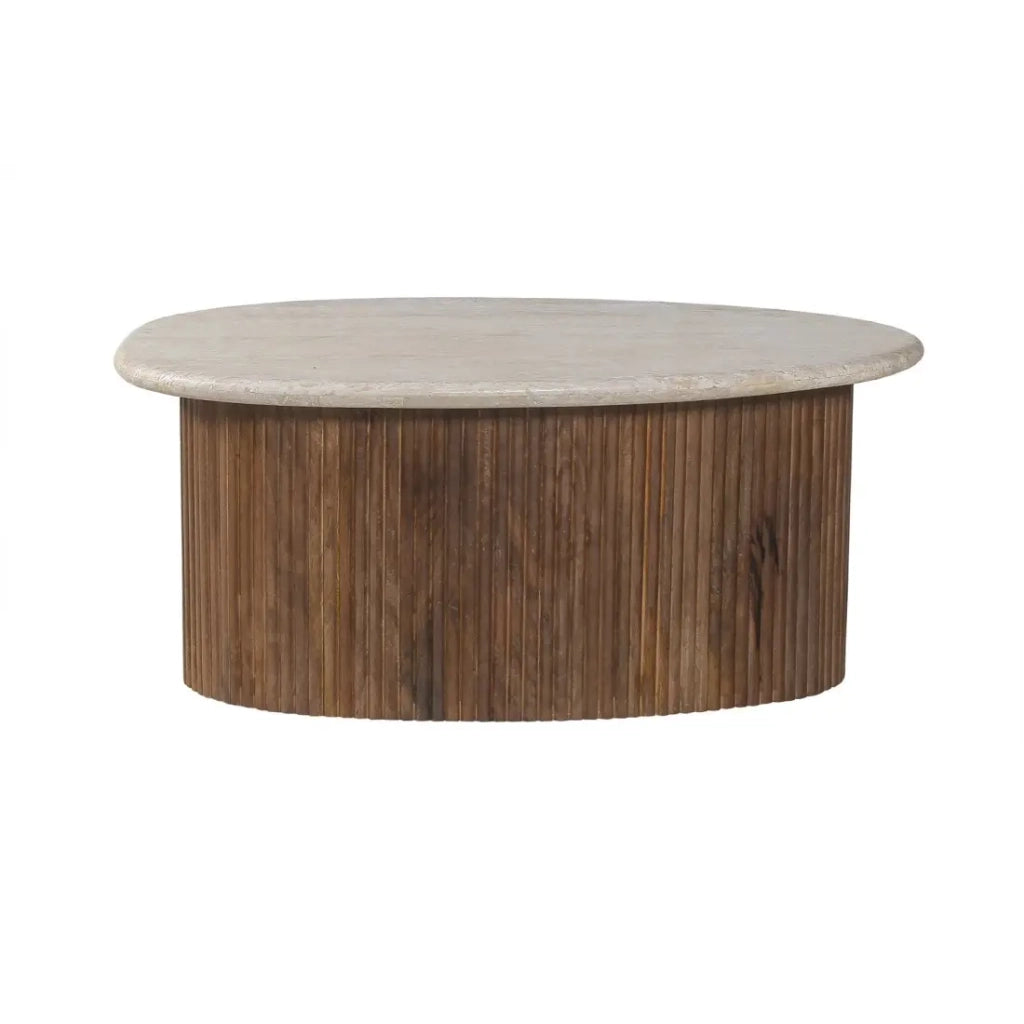 Tavolino basso in legno massiccio collezione DELHI 90cm - Stile etnico e design