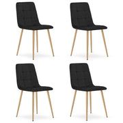 Set di 4 Sedie Kara in Velluto Nero con Gambe Effetto Legno