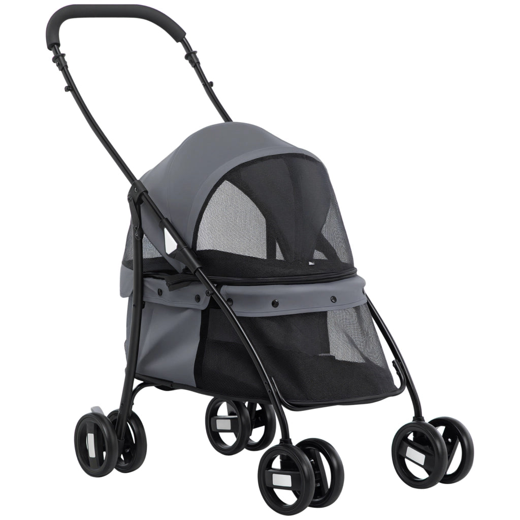 Passeggino per Cani Pieghevole ¨C zephmum ¨C Grigio e Nero 82x47x97 cm