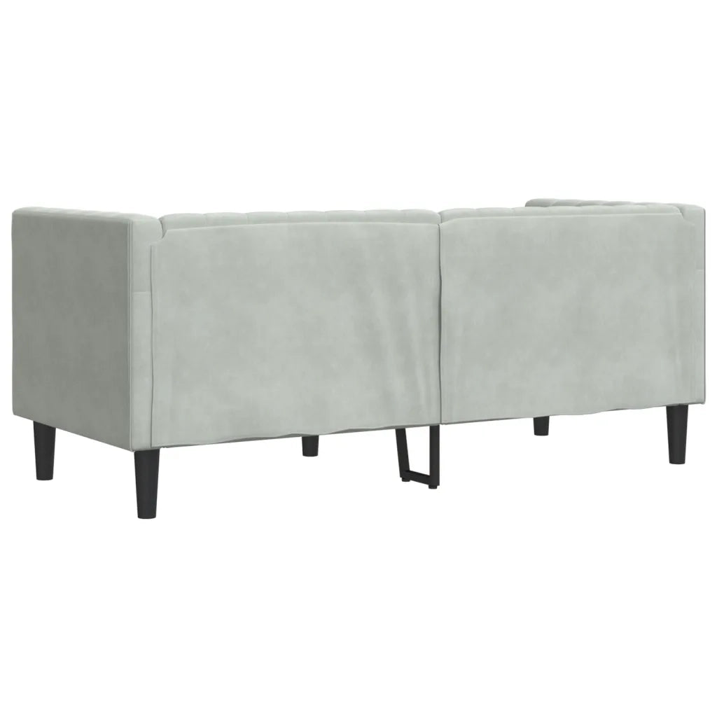 Divano Chesterfield con Rinforzi 2 Posti Grigio Chiaro Velluto 372683