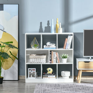 Mobile Libreria Portaoggetti a 3 Livelli e 8 Ripiani Totali 97,5x30x100 cm in MDF Bianco